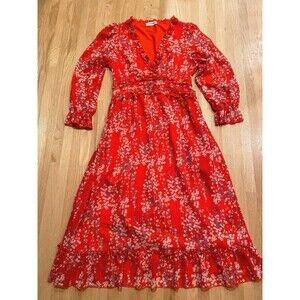 Mopoogoss Boho Cottage Tradwife Prairie Modest Floral Ruffle Long Sleeve Maxi